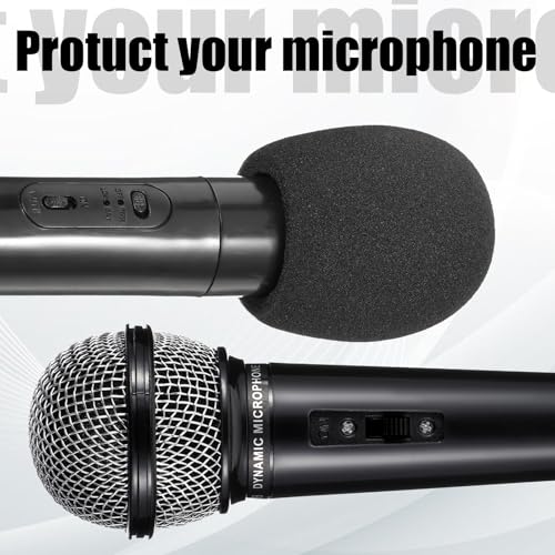 2PCS Mic Cover, Foam Microphone Windscreen, Black Microphone Cover for Handheld-Mic, Condenser-Mic and All Ball Type Microphones