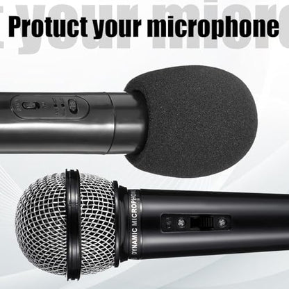 2PCS Mic Cover, Foam Microphone Windscreen, Black Microphone Cover for Handheld-Mic, Condenser-Mic and All Ball Type Microphones