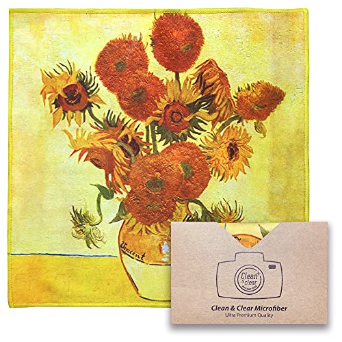 Large [6 Pack] Classic Art (Sunflowers) - Ultra Premium Quality Microfiber Cleaning Cloths (Best for Camera Lens, Glasses, Screens, and All Lens.), Microfiber Cloth - color: Vincent Van Gogh "Sunflowers", size: 6 Pack