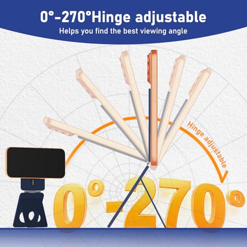 IST IDEA for Magsafe Tripod, Tripod for iPhone Lightweight Aluminum Alloy & Angle Adjustment & Strong Magnets iPhone Tripod Stand Compatible with 17/16/15/14/13/12 (Included Metal Ring) - color: Navy Blue