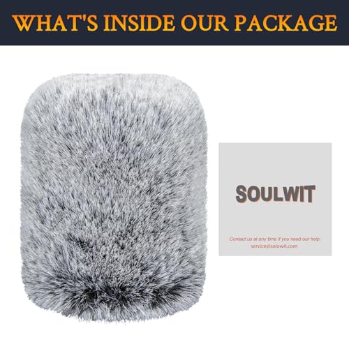SOULWIT Microphone Furry Windscreen for RØDE (Rode) PodMic Cardioid Dynamic Broadcast, Wind Muff Pop Filter Mic Cover - Gray