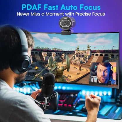 EMEET S600 4K Webcam for Streaming - Sony 1/2.55'' Sensor, PDAF Autofocus, 1080P@60FPS, 2 Noise Reduction Mics, Built-in Privacy Cover, 73° FOV, Streaming Camera for Live Commerce/Gaming/Beauty - style: S600 Sony Sensor PDAF 60FPS
