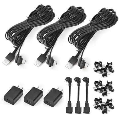 3Pack 16.4ft/5m Power Cable with Adapter for Blink Outdoor 4 (4th Gen), Blink Outdoor/Indoor (3rd Gen)&Blink XT/XT2, Weatherproof Outdoor Extension Cable with Extra Micro USB Adapter for Blink Camera - size: 16.4ft