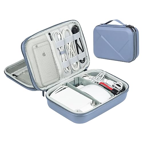 EVA Electronic Accessories Storage Case Large Shockproof Waterproof Storage Bag for Electronics Organizer Portable Cable Storage Bag for Travel or Work (Blue, Double Layer) - color: Blue, size: Double Layer