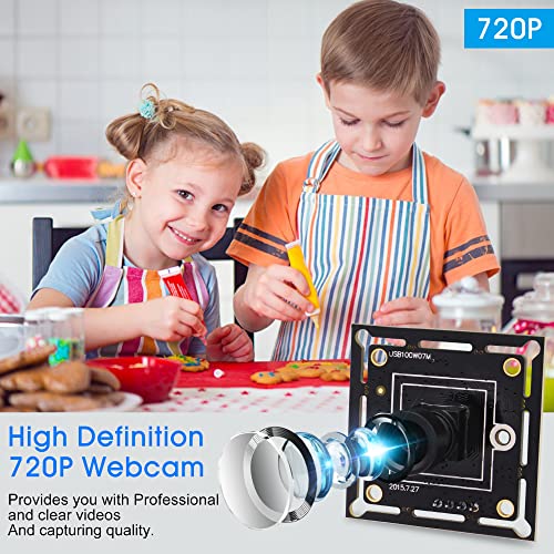 ELP USB Camera Module Super Mini 720p Wide Angle with 100degree M7 Lens Megapixel HD OV9712 Embedded Webcam Board for Computer USB2.0 UVC Video PC Opencv Camera Module,with 3.3ft/1m Cable for Laptop