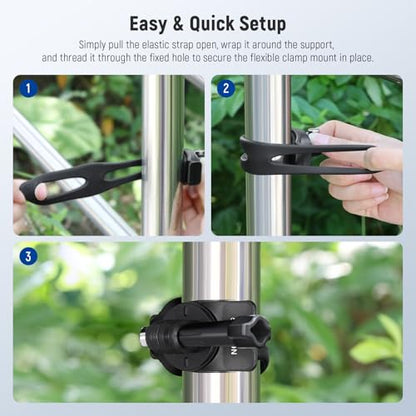 NEEWER Flexible Mount Wrap Band Compatible with GoPro DJI Insta360 Action Cameras, Motorcycle Bike Handlebar Roll Bar Tube Clip Holder Bracket Accessories for Photography Video Recording, GP-77 Black - style: GP-77