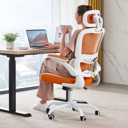 TRALT Office Chair Ergonomic Desk Chair, 330 LBS Home Mesh Office Desk Chairs with Wheels, Comfortable Gaming Chairs (1, Burnt Orange) - color: Burnt Orange