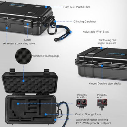 Lekufee Travel Waterproof Hard Case Compatible with Insta360 Ace Pro 2/Insta360 Ace Pro/Insta360 Ace Action Camera and Accessories(Case Only)