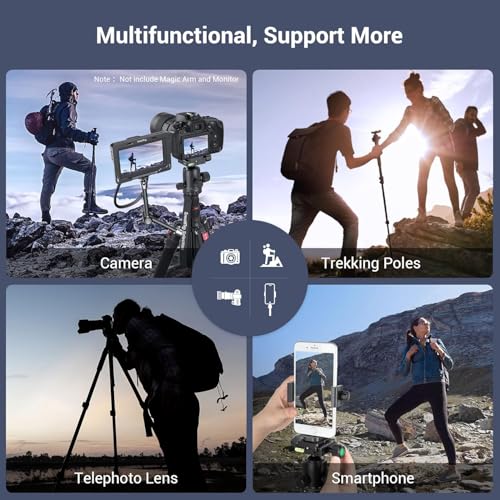 SmallRig CT-20 Camera Tripod, 78.7" Foldable Aluminum Tripod & Monopod, 360°Ball Head Detachable, Payload 33lb (200cm/78.7") - style: 78.7"