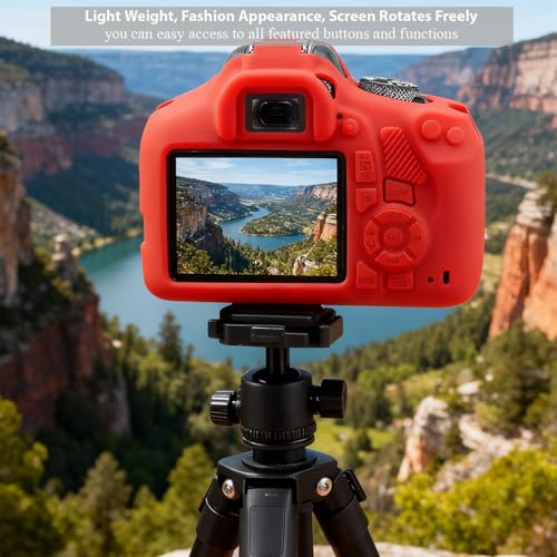 Case for Canon EOS Rebel T7 Rebel T6 Camera, Soft Silicone Rubber Protective Camera Case Cover Accessories, Lightweight, Anti-Scratch with Button Marking for EOS Rebel T7 T6 (Red) - color: Red