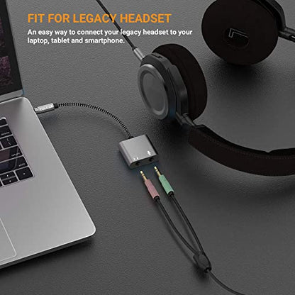 Cubilux 3.5mm TRS Audio Microphone to TRRS Male Adapter, 1/8” Headphone MIC Splitter Compatible with MacBook iPad Switch PS4 PS5 Xbox One/360 Smartphone Tablet Computer Laptop - color: Grey, size: 3.5mm, HP+MIC