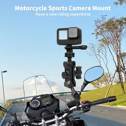 Bike Motorcycle Camera Mount Bundle Kit, 1/4 Screw & Tripod Mount Adapter, 360°Swiveling Ball Head Base -Rotating Ball Head Clamp Arm for lnsta36o X5/X4/X3/X2, Rearview Mirror(0.39“) 75014 - style: 10MM Rearview mirror