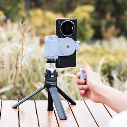 Phone Camera Grip Smartphone Photography Shooting Clip with Tripod Mount & Detachable Wireless Shutter Remote Control, Phone Selfie Grip Handle Stand for iPhone Samsung Android Phone Vlog Video Blue - color: Blue