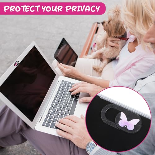 6 Pcs Laptop Camera Cover Slide, Webcam Cover Slide, Camera Privacy Cover for Laptop Desktop Computer Smartphone Tablet to Protect Your Privacy and Security, Butterfly Design (0.71''x 0.35'')