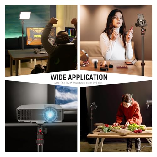 NEEWER Camera Desk Mount with Holder & 360° Ball Head, 17"-40"/43-102cm Telescopic C Clamp Table Light Stand 1/4" Screw, Desktop Stand 6.6lb/3kg Max Load for DSLR Camera, Webcam, Ring Light,TL283 - style: TL283 Red w/Phone Holder