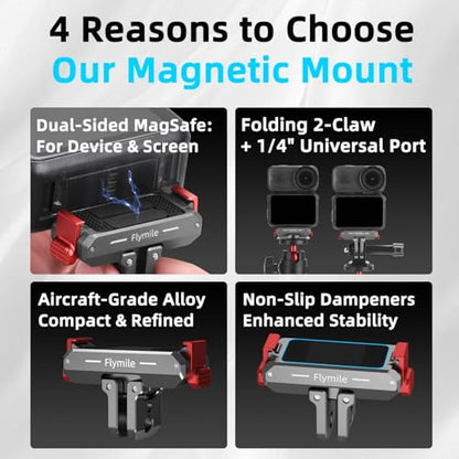 BRDRC Quick Release Mount for DJI Nano/Action 6 / Xtra Atto, Aluminum Alloy Magnetic Expansion Adapter with Go Pro & 1/4 Inch Screw Adapter for DJI Osmo Nano/Action 6 / Xtra Atto Accessories