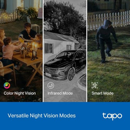 Tapo 2K Indoor/Outdoor Dual Lens Pan/Tilt Wired Security Camera - 125° Wide-Angle View + 6mm Zoom, Motion Track, Person/Vehicle Detection, Local Storage or Optional Cloud, C246D - size: 1-Pack, style: 2K Dual-Lens Pan/Tilt