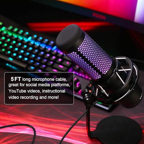 USB C Data Charging Cable Cord Compatible with HyperX QuadCast 2, SoloCast, QuadCast S USB Condenser Gaming Microphone, Replacement for TONOR TC30, Fifine A6/K688, Elgato Wave 3 Mic, 5 FT