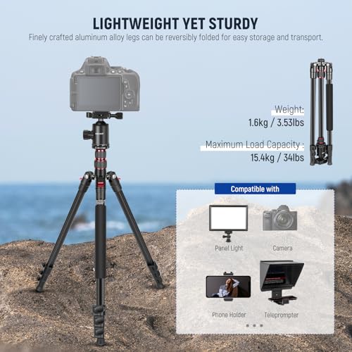NEEWER 77 inch Camera Tripod Monopod for DSLR, Phone with 360° Panoramic Ball Head, 2 Axis Center Column, Arca Type QR Plate, Bag, Compact Aluminum Lightweight Travel Tripod 34lb Max Load, TP77 - style: Travel Tripod
