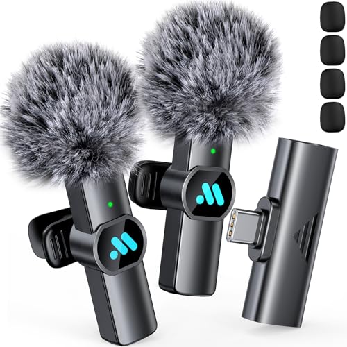 Leettus 2pcs Lavalier Wireless Microphone for iPhone 15/16/Android Video Recording,Mini Microphone for Game Live Streaming,interviews,YouTube,TikTok,Vlog - color: for Black Type-c/for iphone 15