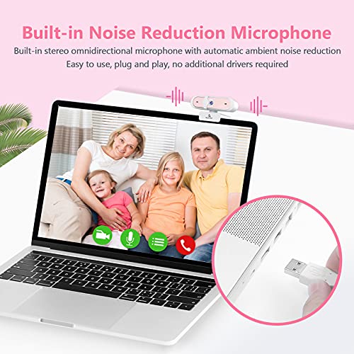 NexiGo N660P 1080P 60FPS Webcam with Software Control, Dual Microphone & Cover, Autofocus, HD USB Computer Web Camera, for OBS/Zoom/Skype/FaceTime/Teams/Twitch, Pink - style: 1080P 60FPS Webcam Pink