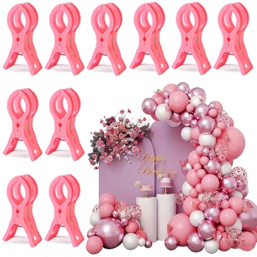 10 Pack Pink Balloon Arch Clips, 3 1/2 x 1 x 1 4/5 Inch balloon arch clamps for backdrop Stand, Wedding, Birthday, Photography Studio, Crafts, and Decorations - color: Pink