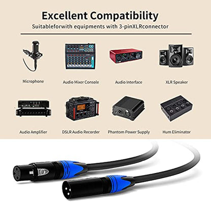 25ft XLR Cable 2 Pack - Balanced Speaker & Microphone Cable for Microphones, Speakers, Radio Stations - size: 25 Ft 2 Pack