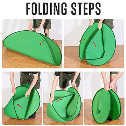 Portable Green Screen Backdrop (56''), Collapsible Webcam Background for Chair, Chroma Key for Home Office Video Conferencing