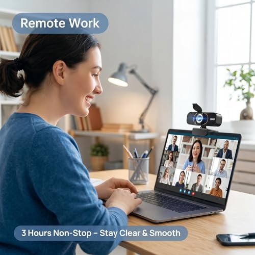 1080P Webcam for PC & Laptop with Microphone — Stay Connected | Plug and Play No Driver, Crystal Clear Video Auto Lighting, Privacy Physically Protected, Mount It Anywhere in Seconds - color: Black