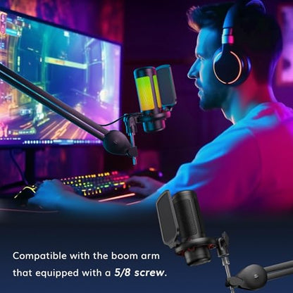 TONOR Gaming Microphone Set, USB Condenser Mic for PC with Stand, Controllable RGB, Quick Mute, Volume Control, for Twitch Streaming, Discord Chatting, 200 cm/78inch Cable, Desktop Stand TC310 - style: RGB Mic with Desktop Stand