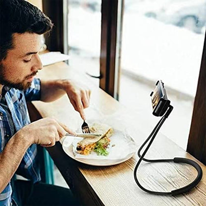 Chapter Seven Universal Smart Mobile Phone Stand,Hanging on Neck Cell Phone Mount Holder, Flexible Lazy Bracket DIY Free Rotating for Multiple Functions (Black) (Blue) - color: Blue