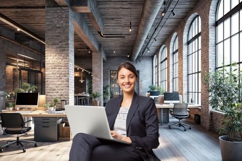 7X7ft Modern Office Backdrop for Video Conference Business Backdrops Rustic Brick Wall Virtual Office Scene Photography Studio Background Holiday Party Birthday Live Zoom Photoshoot Props - size: 7X7FT
