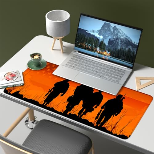 Mouse Pad, Large Anti-Slip with Stitched Edges Desk Mat Desktop Laptop Computer Desk Keyboard Mat,Table Protector Blotter Mat (Soldier, 31.5" x 11.8") - color: Soldier, size: 31.5" x 11.8"