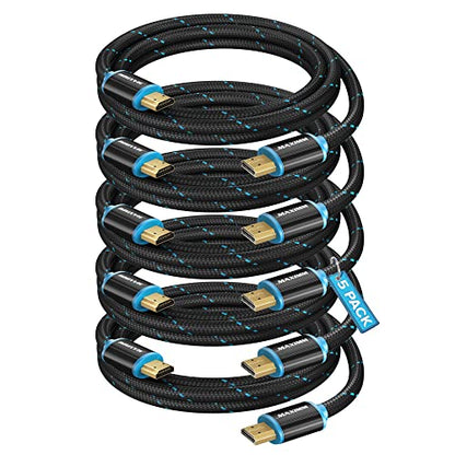 Maximm Hdmi Cable 4K 4 Ft, 5 Pack, Braided, 18Gbps, Hdmi 2.0, Gold-Plated - color: 5 Pack, size: 4 Feet