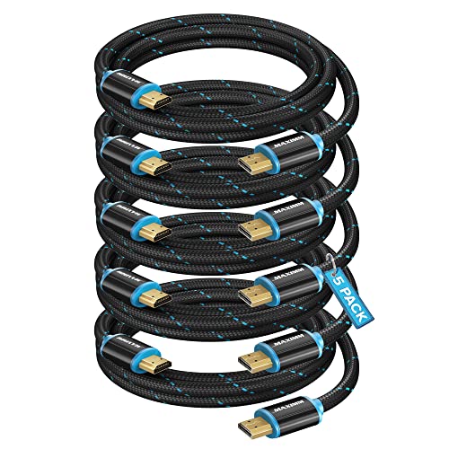 Maximm Hdmi Cable 4K 4 Ft, 5 Pack, Braided, 18Gbps, Hdmi 2.0, Gold-Plated - color: 5 Pack, size: 4 Feet