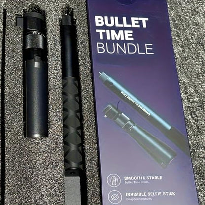 Bullet Time Handle Tripod Rotating Grip with Invisible Selfie Stick for Insta360 X5/X4, DJI OSMO Pocket 3, GoPro,1/4" Thread, 6 lbs Capacity, Compact Selfie Stick & Tabletop Tripod (47 inches)