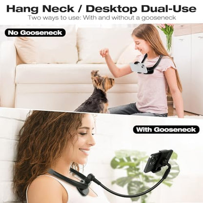 Cell Phone Stand, Neck Cell Phone Holder, Hand Free Flexible Gooseneck Phone Holder for Bed, Neck Phone Holder POV/Vlog Selfie Mount, Universal Multi-Functional Phone Stand for 4.7''-6.7'' Phone - color: Black