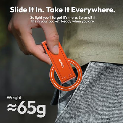 ULANZI MA60 Magnetic Phone Tripod Stand for iPhone 17 16 15 14 13 12 - Ultra Thin 0.8cm Foldable Aluminum Mini Tripod, Strong N52 Magnet Quick Mount, Pocket Cell Phone Stand, Orange - color: Orange