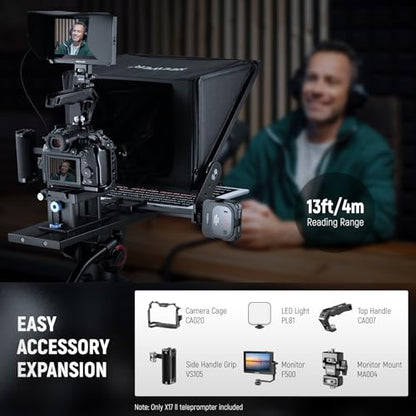 NEEWER Teleprompter X17 II with RT113 Remote/APP Control, 17" HD Beamsplitter All Metal Frame Upgraded Camera Mount QR Plate Compatible with Manfrotto 501PL iPad iPhone, Max Load 44.1Ib, Assembly Free - style: X17 II