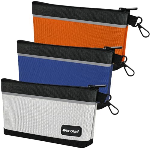 TICONN Tool Pouches with Zipper, 1680D Oxford Small Tool Bags, Waterproof Utility Bag Zipper Pouch for Tool Organizers and Storage (3 Pack Medium) - size: Colored, 3 Pack Medium