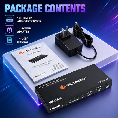 J-Tech Digital 8K HDMI Audio Extractor with eARC ARC 8K 60Hz 4K 120Hz, HDMI to Optical L/R Converter Adapter, HDCP 2.3 HDR CEC EDID [JTECH-8KAE] - size: 8K 60Hz