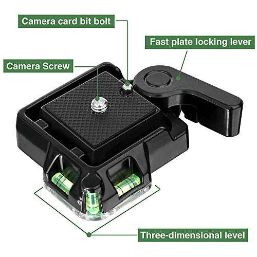 Konsait Camera Camcorder Tripod Monopod Ball Head QR-40 Quick Release Plate Clamp Adapter with Plate Double Insurance Button for DSLR Camera Tripod Ball Head