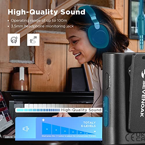 Sevenoak Wireless Lavalier Microphone for Cameras Camcorder,Noise Cancellation,328ft Range,3 Pickup Modes,Compact Clip-on Lapel Mic for Video Recording Interview YouTube Live Streaming