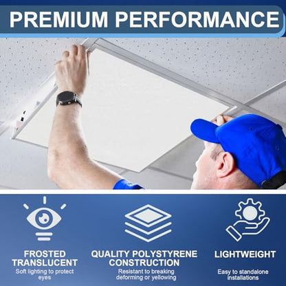 Pushglossy 8 Pack 22.5" x 46.5" x 0.08" Frosted Fluorescent Light Diffuser Panels, Translucent Polystyrene Sheet Replacement for 2x4ft Drop Ceiling Lights for Classroom Office Home - size: 22.5" X 46.5" X 0.08"