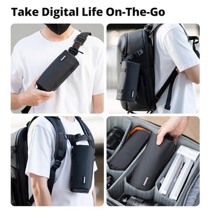 AMBITFUL ZOOM P1 Storage Case for DJI Osmo Pocket 3/4/360, Waterproof PU Leather Carrying Bag, Multi-Layer Large Capacity Travel Pouch, Shoulder Strap Compatible, 170g Compact