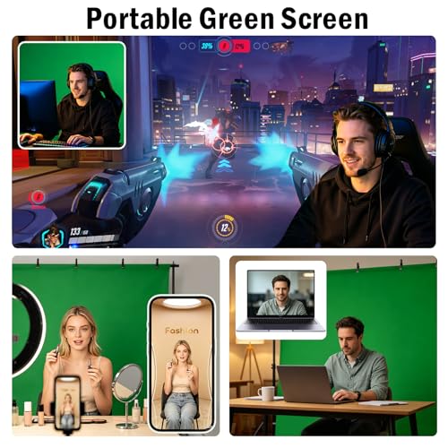 Green Screen Backdrop Kit,10 x 6.5 FT Heavy Duty Stand for Photography | Portable Green Screen Kit, 5 Clamps, Carrying Bag for Photography, Video Recording, Live Streaming, Gaming and Zoom Meetings - size: 6.5 X 10 Feet