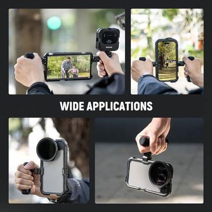 NEEWER Quick Release Side Handle for Phone Cage PA073 PA074 for 16 Pro/16 Pro Max, PA042 for Samsung S24 Ultra, with Covered Cold Shoe, Anti Off Pin, Black Lock, PA045B - style: PA045B