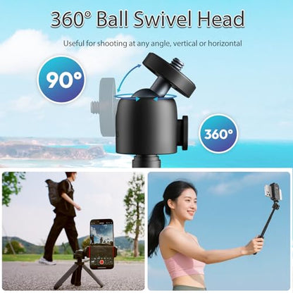 ULANZI MT88 ClipMate Tripod Mini Extension Rod for Pocket 3/Xtra Muse/Insta360 X5 X4/Action Cameras, 3-in-1 Selfie Stick w Backpack Mount Shoulder Strap, Adjustable Tabletop Tripod Handle Grip
