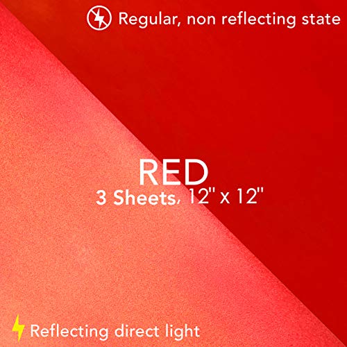 Turner Moore Edition Red Reflective Vinyl Permanent Adhesive, 12x12 Sheets Reflective Vinyl for Cricut, Cars, Bikes, Decals, Stickers, Signs, Helmets, Mailbox, Numbers, Reflective Tape (3-Pack) - color: Red (Engineer Grade)