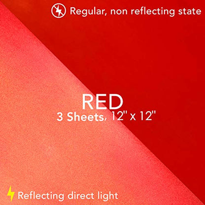 Turner Moore Edition Red Reflective Vinyl Permanent Adhesive, 12x12 Sheets Reflective Vinyl for Cricut, Cars, Bikes, Decals, Stickers, Signs, Helmets, Mailbox, Numbers, Reflective Tape (3-Pack) - color: Red (Engineer Grade)